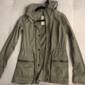 Hollister olive green parka lightweight jacket